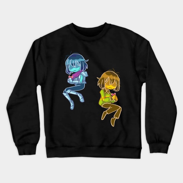 Kris Deltarune Dark world y Light world Stickers and pins!!! Crewneck Sweatshirt by Maru-Chan-Shop